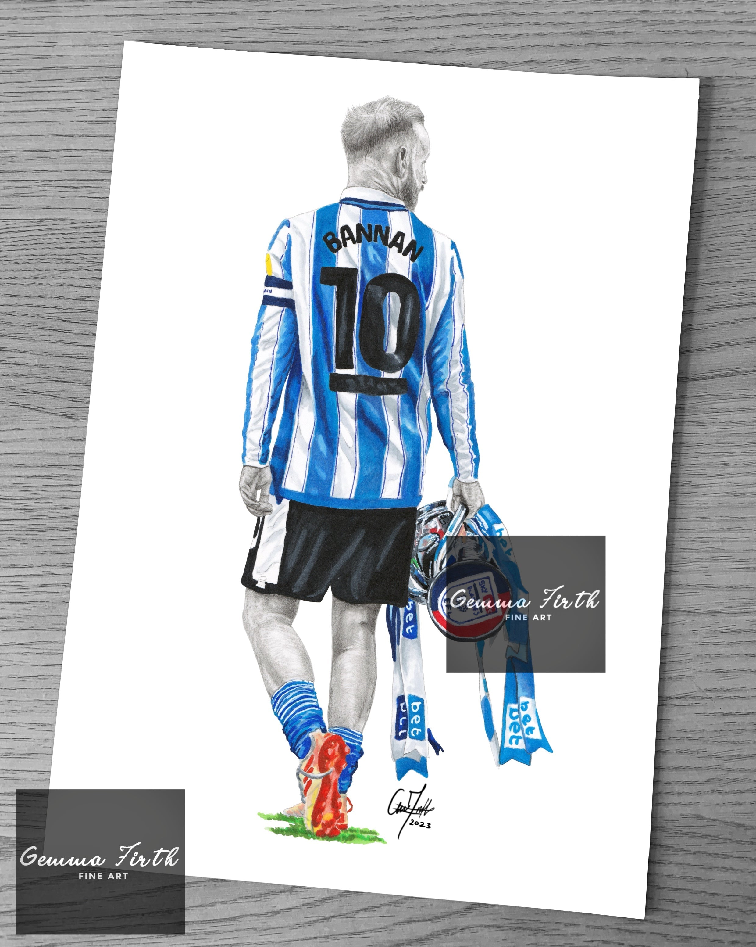 A Tribute in Blue and White: Capturing Barry Bannan in Mixed Media