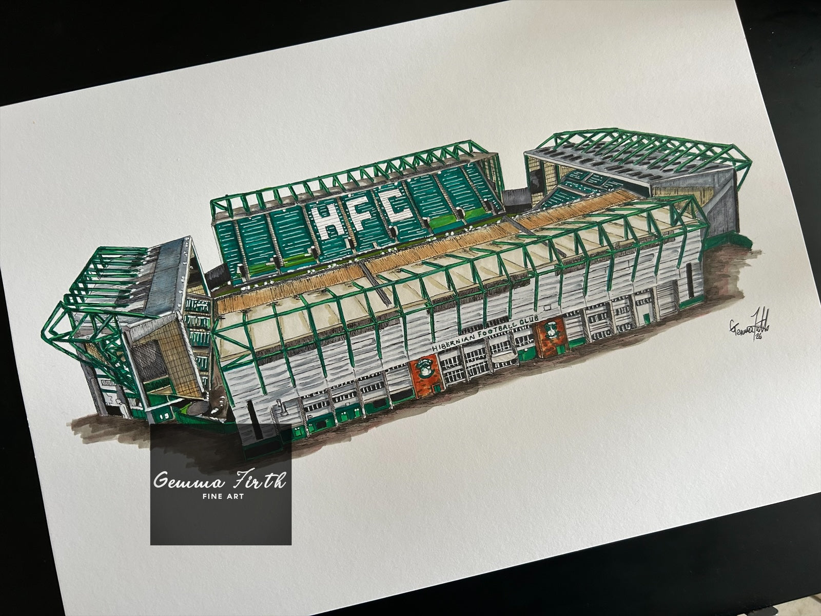 Capturing Easter Road: A Hand-Drawn Tribute to Hibernian FC