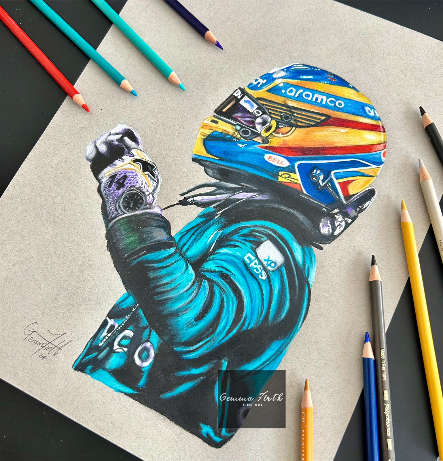 Capturing Speed and Colour: My Drawing of Fernando Alonso