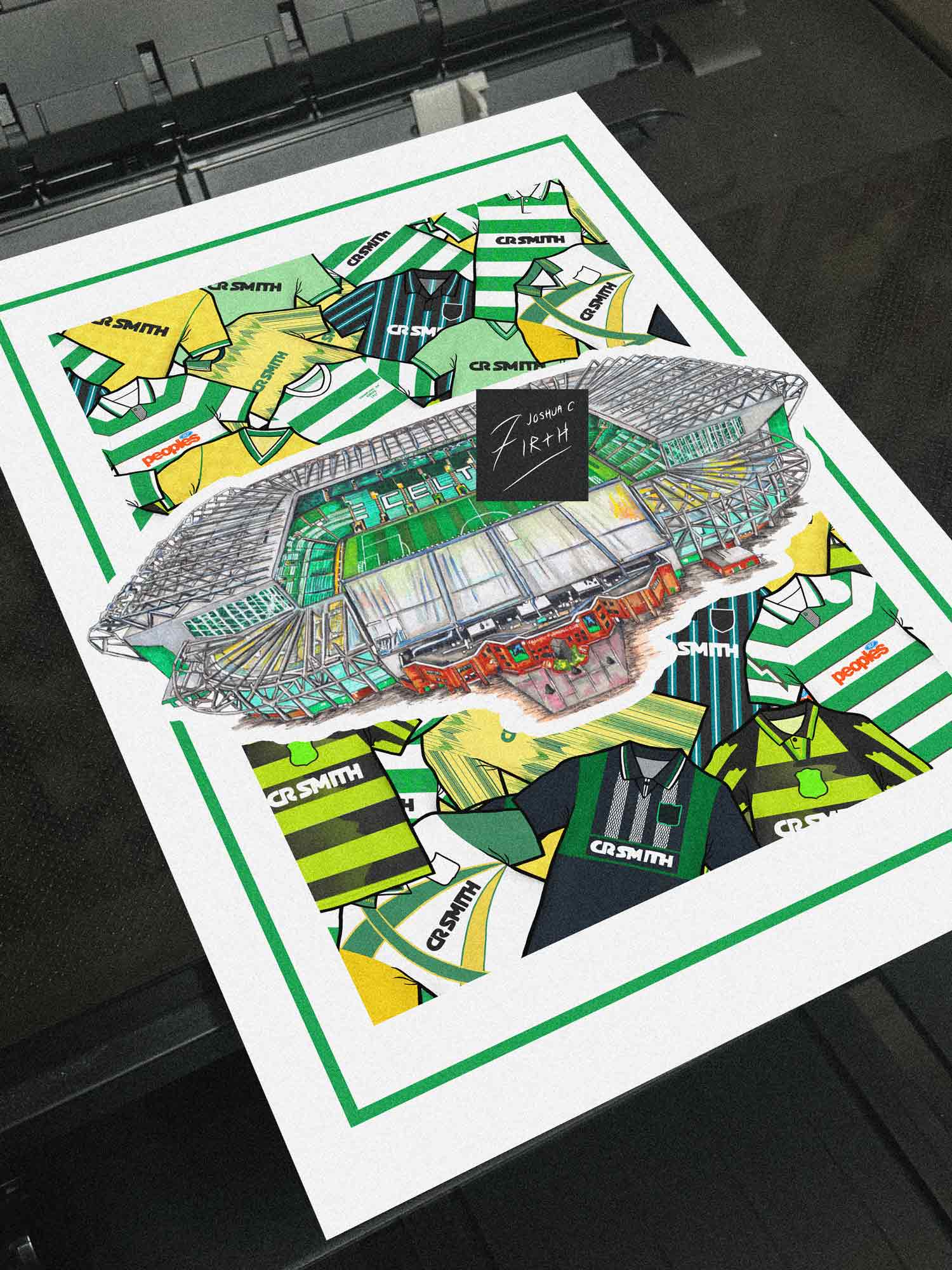 Celtic Kit Collage Retro Shirts & Stadium Football Print
