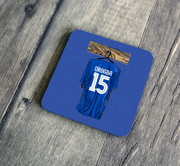 Retro Drogba Shirt Illustration Coaster