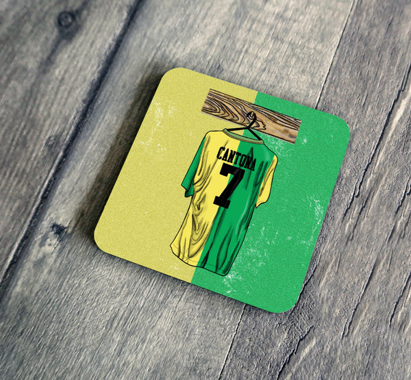 Retro Cantona Shirt Illustration Coaster