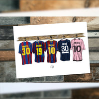 Messi Themed Career Dressing Room Kit Print Hand Illustrated Design