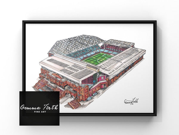 Villa Park Stadium themed drawing | Football Prints | Birthday Gift | Football Decor | A4 A5 A3 Football Print | Villians Fan Gift