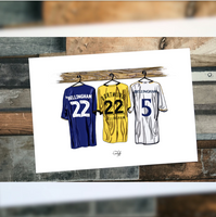 Jude Bellingham Themed Career so far Dressing Room Kit Print Hand Illustrated Design