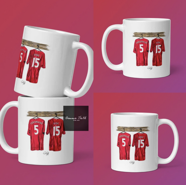 Ferdinand and Vidic Inspired Shirt Illustration Inspired Pencil Drawing Mug Original Artwork