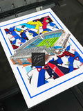 Blackburn Kit Collage Retro Shirts & Stadium Football Print