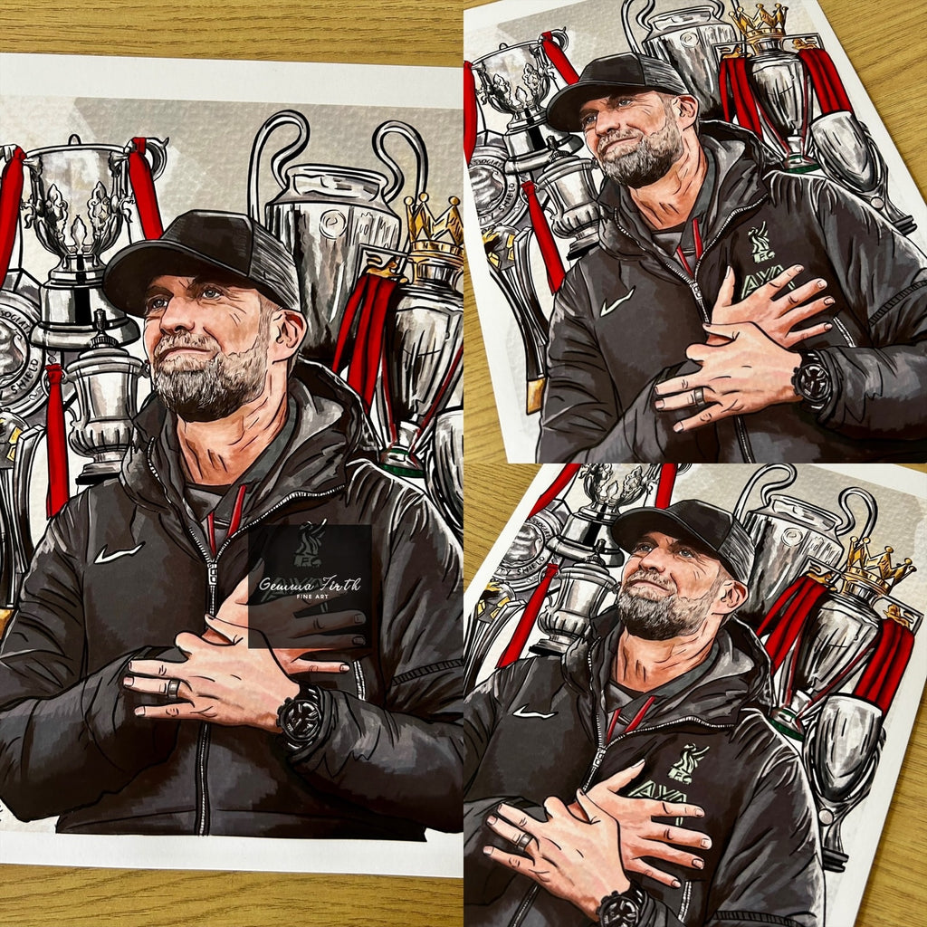Jurgen Klopp Trophy Digital Illustration Print