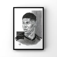 Marcus Rashford Inspired Pencil Drawing Print