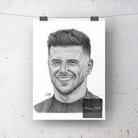 Graphite pencil drawing of Chelsea footballer Mason Mount. This drawing has been done with graphite pencils and white pen. Proof of the original piece is on my Instagram g_art3 - all of my drawings are done by myself with graphite and charcoal.   The prints are A5, A4 and A3 in size and will also be signed by myself. They are extremely easy to frame. Please see a paper size guide for approximate measurements. Mason Mount Poster Print A5, A4 and A3 sizes Available