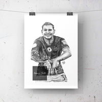 This is a print of one of my original drawings, Newcastle Utd player Bruno Guimarães. All drawings are created using graphite pencil and white pen. This print is available in A5, A4 and A3 sizes and are easily framable.  This print would be a fantastic gift for any newcastle fan, suitable for any room in your home or even as a gift for yourself!