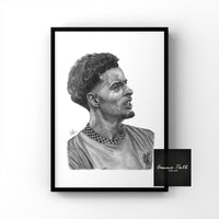 Curtis Jones Liverpool midfielder drawing. A5, A4 and A3 prints available of the pencil drawing. Gift idea for liverpool fans