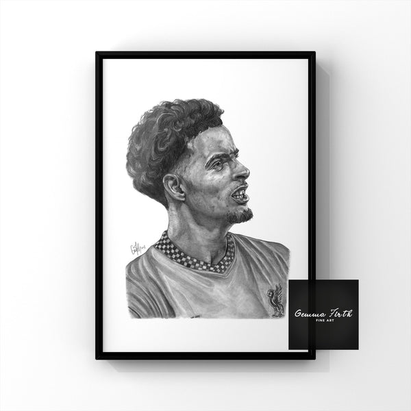 Curtis Jones Liverpool midfielder drawing. A5, A4 and A3 prints available of the pencil drawing. Gift idea for liverpool fans