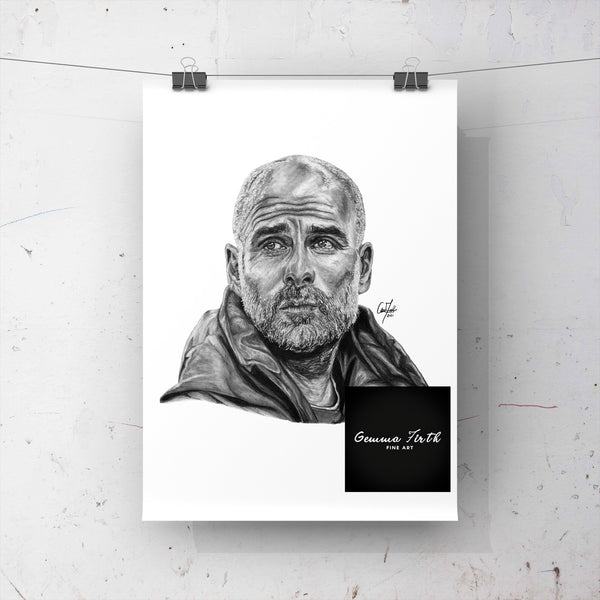 this is a pencil drawing of Man City manager Pep Guardiola. this is a drawing done completely in graphite pencil and white pen. Prints are available of this item in A5, A4 and A3 size. Great as a gift option for any MCFC fan. All prints are 100% unofficial club items and have no affiliation to any third part. Pep Guardiola poster print