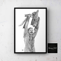 This is a print of one of my original drawings, Liverpool FC keeper Caoimhin Kelleher. This is a drawing to celebrate the League Cup final win this year. The prints are available in A5, A4 and A3 sizes and will also be signed by myself. They are extremely easy to frame. This print would be a fantastic gift for any Liverpool fan, suitable for any room. Kelleher Liverpool keeper poster print