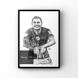 This is a print of one of my original drawings, Newcastle Utd player Bruno Guimarães. All drawings are created using graphite pencil and white pen. This print is available in A5, A4 and A3 sizes and are easily framable.  This print would be a fantastic gift for any newcastle fan, suitable for any room in your home or even as a gift for yourself!