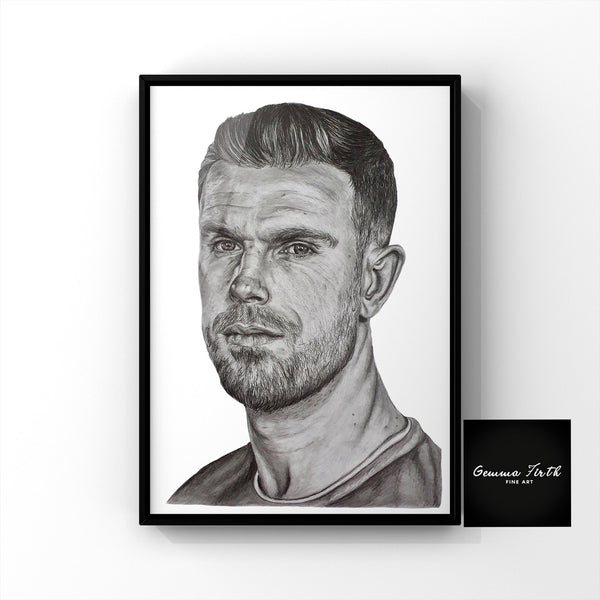 Jordan Henderson Wall Art. Jordan Henderson Poster Print For Liverpool Fan. This is a print of one of my original drawings, Liverpool Captain Jordan Henderson. This print would be a fantastic gift for any Liverpool fan, suitable for any room. The prints are available in A5, A4 and A3 sizes and will also be signed by myself. They are extremely easy to frame. 