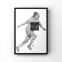 This is a print of one of my original drawings, Lionesses and Man Utd player Ella Toone. The prints are A4, A5 and A3 in size and will also be signed by myself. They are extremely easy to frame. Please note the A5 prints have a more emphasised texture due to the choice of paper. This print would be a fantastic gift for any women's football, man utd women and lionesses fan, suitable for any room. women's football print. women's football art. women's football drawing. Ella toone. Ella toone drawing. 