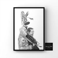 This is a print of one of my original drawings, Hull City Legend Dean Windass and Manager Phil Brown. The image is from their promotion winning year in 2008. This print would be a fantastic gift for any Hull City fan, suitable for any room. hyper realistic graphite drawings